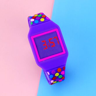 Led Kinderen Horloges Student Sport Elektronische Horloge Jelly Kleur Led Digitale Jongens Horloge Kids Meisjes Klok paars