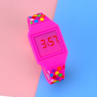Led Kinderen Horloges Student Sport Elektronische Horloge Jelly Kleur Led Digitale Jongens Horloge Kids Meisjes Klok roos