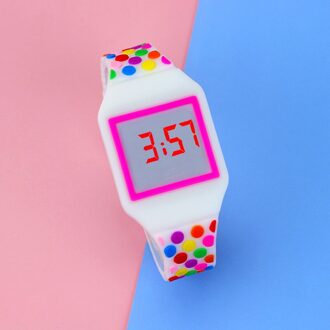 Led Kinderen Horloges Student Sport Elektronische Horloge Jelly Kleur Led Digitale Jongens Horloge Kids Meisjes Klok wit