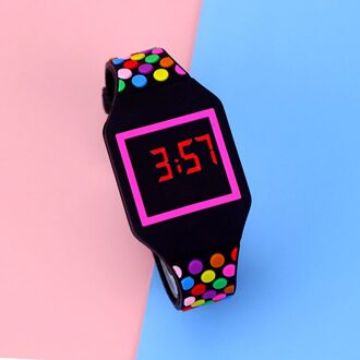 Led Kinderen Horloges Student Sport Elektronische Horloge Jelly Kleur Led Digitale Jongens Horloge Kids Meisjes Klok zwart