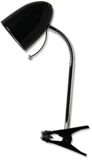 LED Klemlamp - Aigi Wony - E27 Fitting - Flexibele Arm - Rond - Glans Zwart