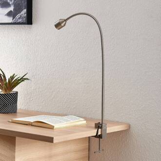 LED klemlamp Hanilo, hoogte 80 cm, nikkel, metaal satijn nikkel