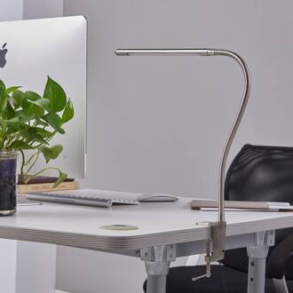 LED klemlamp Lionard, 53 cm, mat nikkel, metaal
