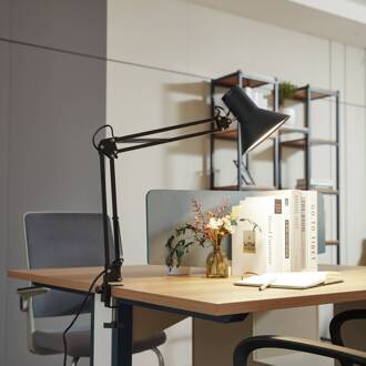 LED klemlamp Undra, zwart, metaal, verstelbaar