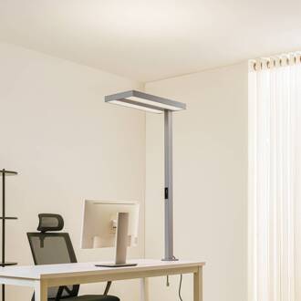 LED klemlamp voor kantoor Logan, zilver, dimbaar, sensor zilver, mat