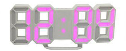 Led Klok 3D Stereo Elektronische Wekker Digitale Elektronische Desktop Klok 12/24 Uur Display Wekker Roze