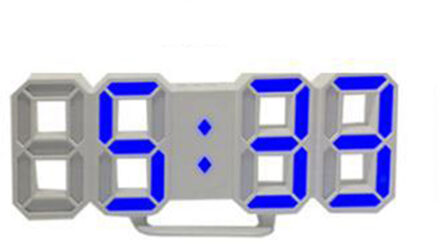 Led Klok Alarm Digitale Klokken Muur Horloge 3D Woondecoratie Kantoor Tafel Bureauklok Nachtlampje Snooze Functie Blauw