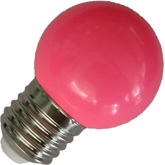 | LED Kogellamp Plastic | Grote fitting E27 | 1W Roze