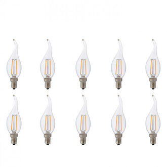 LED Lamp 10 Pack - Kaarslamp - Filament Flame - E14 Fitting - 4W - Natuurlijk Wit 4200K