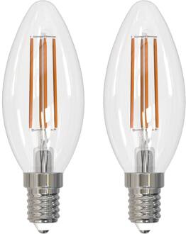 LED lamp E14 kaars, set van 2, 3000 K transparant