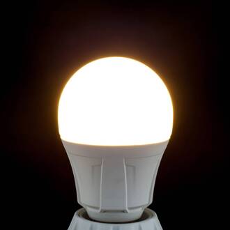 LED lamp, E27, 11 W, opaal, 3.000 K, set van 10