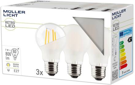 LED lamp E27 7W 827 mat 3-pack