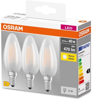 LED-lamp Energielabel A++ (A++ - E) E14 Kaars 4 W = 40 W Warmwit (Ø x l) 35 mm x 97 mm Filament / Retro-LED 3 stuk(s)