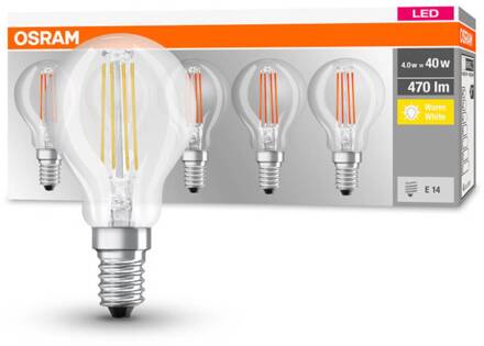 LED-lamp Energielabel A++ (A++ - E) E14 Kogel 4 W = 40 W Warmwit (Ø x l) 45 mm x 78 mm Filament / Retro-LED 5 stuk(s)