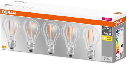 LED-lamp Energielabel A++ (A++ - E) E27 Peer 7 W = 60 W Warmwit (Ø x l) 60 mm x 105 mm Filament / Retro-LED 5 stuk(s)