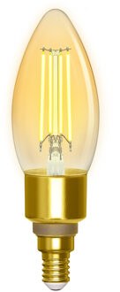 LED Lamp - Filament - Smart LED - Aigi Delano - Bulb C35 - 4.5W - E14 Fitting - Slimme LED - Wifi LED + Bluetooth - Aanpasbare Kleur - Amber - Glas Helder/Koud wit;Warm wit;Natuurlijk wit