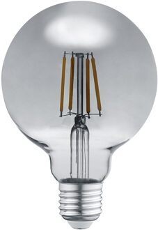 LED Lamp - Filament - Trion Globin - E27 Fitting - 6W - Warm Wit 3000K - Rookkleur - Aluminium