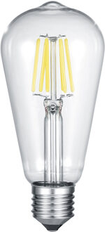 LED Lamp - Filament - Trion Kalon - E27 Fitting - 6W - Warm Wit 2700K - Transparent Helder - Aluminium