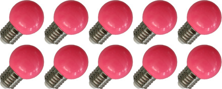 | LED lamp | Grote fitting E27 | Kogellamp | Roze | 45mm | 1W | 10 stuks