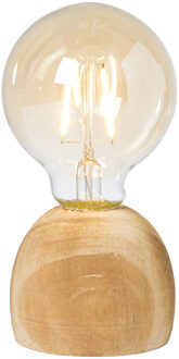 LED lamp houten voet - hout/glas - ø8x13.5 cm Transparant