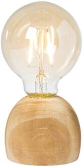 LED lamp houten voet - hout/glas - ø8x13.5 cm