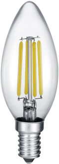 LED Lamp - Kaarslamp - Filament - Trion Kurza - 4W - E14 Fitting - Warm Wit 2700K - Dimbaar - Transparent Helder - Glas