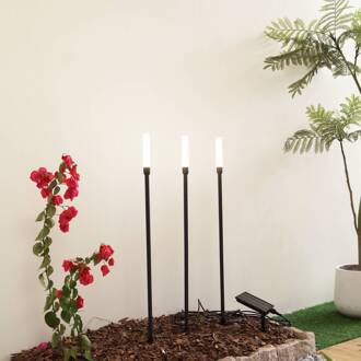 LED lamp op zonne-energie Balian, set van 3, zwart, aluminium, 3000K zwart, wit