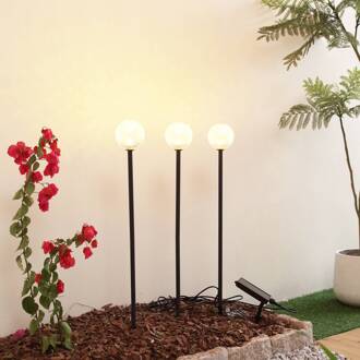 LED lamp op zonne-energie Brindley, set van 3, zwart, glas zwart, helder