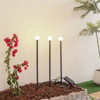 LED lamp op zonne-energie Freydis, set van 3, zwart, 2.000 K zwart, wit