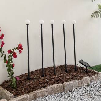 LED lamp op zonne-energie Freydis, set van 5, zwart, 2.000 K zwart, wit