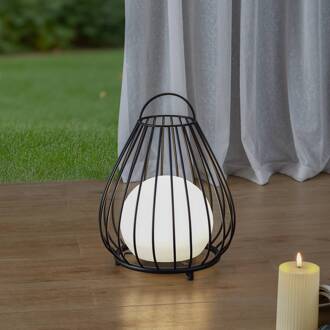 LED lamp op zonne-energie Kelda, zwart, metaal, 38cm, dimbaar. zwart, wit