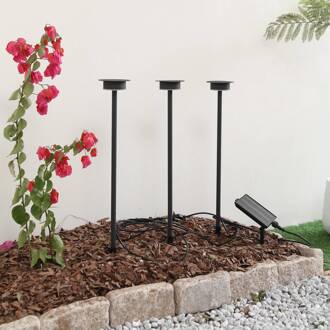 LED lamp op zonne-energie Lyris, set van 3, zwart, aluminium, 3.000K