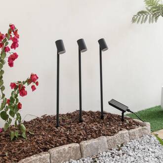 LED lamp op zonne-energie Myric, set van 3, zwart, aluminium, 3.000K