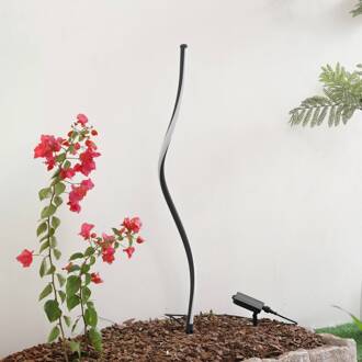 LED lamp op zonne-energie Sabriel, gebogen, zwart, aluminium, 3000K