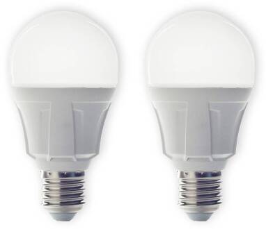 LED lamp, set van 2, E27, 8,5 W, mat, 3.000 K