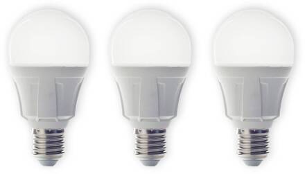 LED lamp, set van 3, E27, 8,5 W, mat, 3.000 K