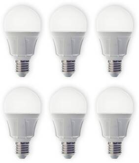 LED lamp, set van 6, E27, 8,5 W, mat, 3.000 K