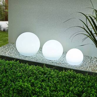 LED lampen op zonne-energie Lago, RGBW, set van 3, bollen, wit