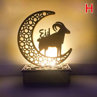 Led Lantaarn Licht Eid Mubarak Moon Star Houten Ornament Ramadan Kareem Islamitische Moslim Party Diy Craft Donkergrijs