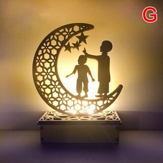 Led Lantaarn Licht Eid Mubarak Moon Star Houten Ornament Ramadan Kareem Islamitische Moslim Party Diy Craft leger groen