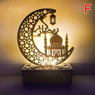 Led Lantaarn Licht Eid Mubarak Moon Star Houten Ornament Ramadan Kareem Islamitische Moslim Party Diy Craft Oranje