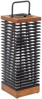 LED-lantaarn op zonne-energie Tekura, teak/grijs, 66 cm natuurlijk teak, leigrijs