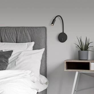 LED leeslamp Lyon, flexibele arm, schakelaar, zwart zwart gestructureerd