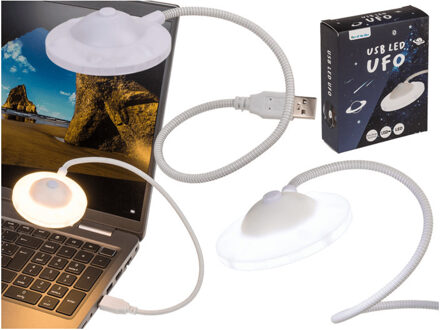 LED Leeslamp met buigbare steel - wit - 33 cm - USB poort - Ufo lampje - boek lezen