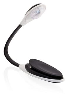 LED leeslampje met klem - buigbaar - op batterijen - zwart - boeken lezen - 25 cm