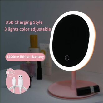 Led Licht Make-Up Spiegel Met Lamp Led Desktop Make Up Spiegels Handig Vullen Licht Beauty Make Up Spiegels Usb Led ovaal 4