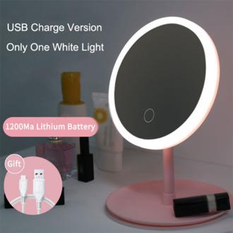 Led Licht Make-Up Spiegel Met Lamp Led Desktop Make Up Spiegels Handig Vullen Licht Beauty Make Up Spiegels Usb Led ronde 3