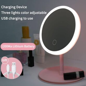 Led Licht Make-Up Spiegel Met Lamp Led Desktop Make Up Spiegels Handig Vullen Licht Beauty Make Up Spiegels Usb Led ronde 4