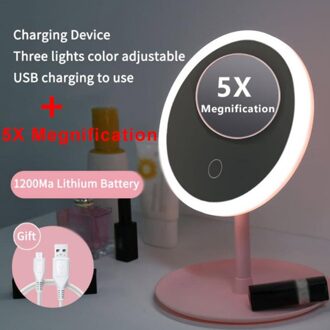 Led Licht Make-Up Spiegel Met Lamp Led Desktop Make Up Spiegels Handig Vullen Licht Beauty Make Up Spiegels Usb Led ronde 5