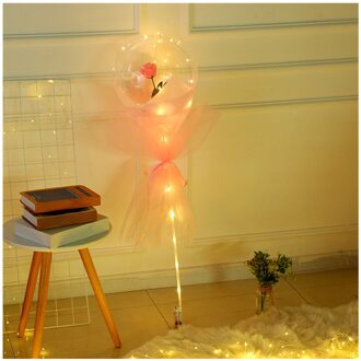 Led Lichtgevende Ballon Rose Boeket Transparante Bal Bal Rose Valentines Dag Party Bruiloft Decoratie Ballonnen